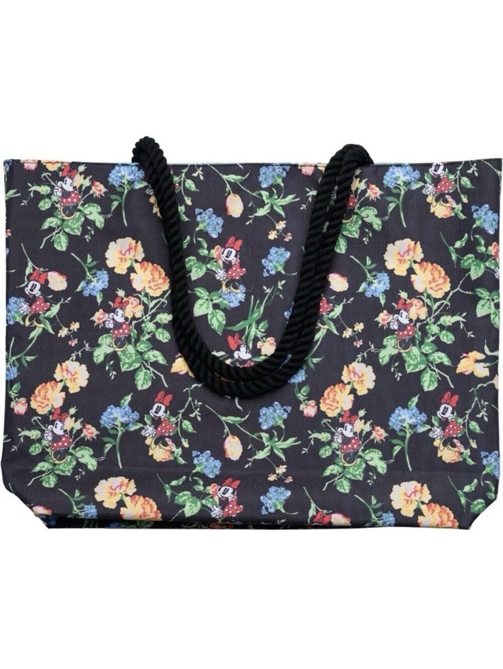 Minnie Mouse Floral Tote Bag Women’s Multicolor Rope Handle Water-Resistant